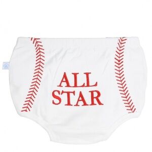 All Star Baby Diaper Cover - White with Red Accents